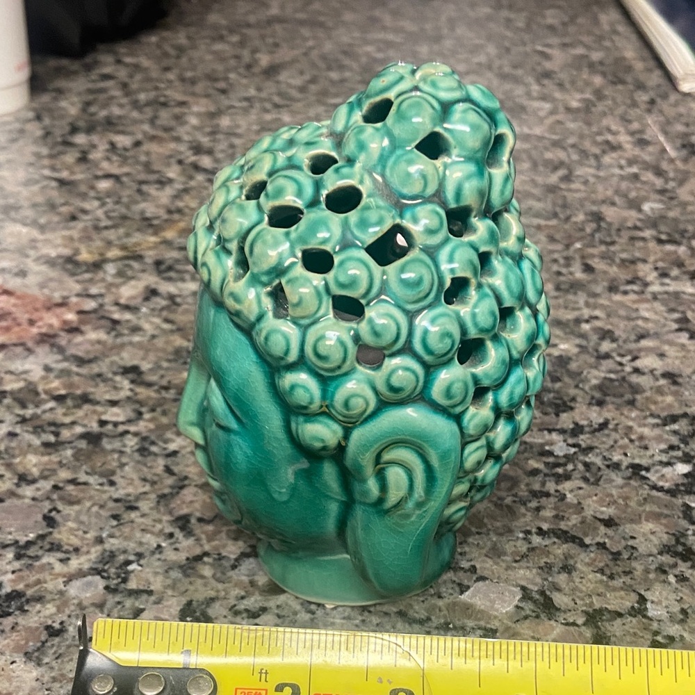 Green Buddha Head Ceramic potpourri holder home Decor - Picture 5 of 9
